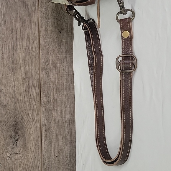 Myra B. Canvas Fringe Leather Crossbody Shoulder Bag - Picture 6 of 12